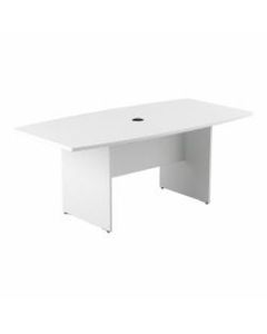 Bush Business Furniture 72inW x 36inD Boat-Shaped Conference Table With Wood Base, White, Standard Delivery