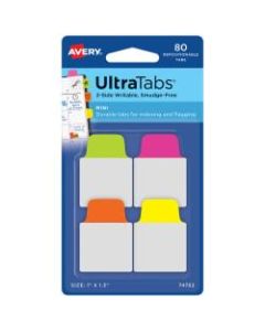 Avery Ultra Tabs Repositionable Tabs, Mini, 1.5in x 1in, Assorted Neon, Set Of 80 Tabs