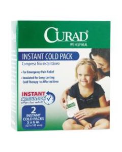 CURAD Instant Cold Packs, 5in x 6in, Box Of 2 Cold Packs