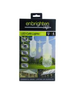 Enbrighten Classic LED Cafe Lights, 12ft, Indoor/Outdoor, White Cord/Multicolor Lights