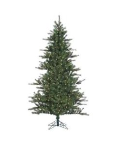 Fraser Hill Farm 7 1/2ft Southern Peace Pine Artificial Christmas Tree With Clear LED Lighting, Green/Black