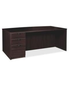 Lorell Prominence 2.0 Bowfront Left Pedestal Desk, 72inW x 42inD, Espresso