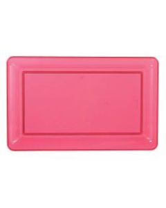 Amscan Plastic Rectangular Trays, 11in x 18in, Bright Pink, Pack Of 4 Trays