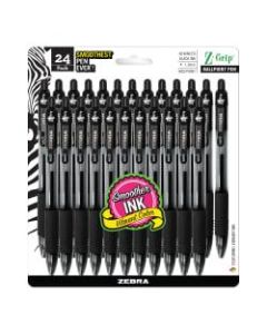 Zebra Z-Grip Retractable Ballpoint Pens, Medium Point, 1.0 mm, Clear Barrel, Black Ink, Pack Of 24