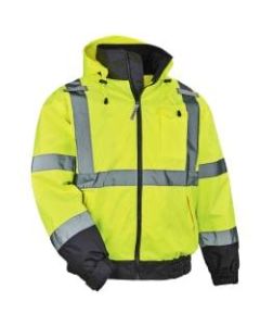 Ergodyne GloWear 8379 Type R Class 3 High-Visibility Fleece-Lined Thermal Bomber Jacket, 4X, Lime