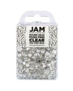 JAM Paper Colorful Push Pins, 1/2in, Clear