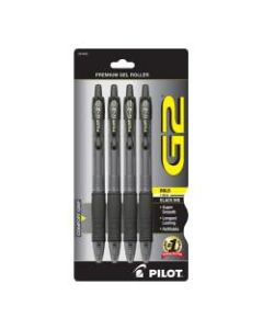 Pilot G-2 Retractable Gel Pens, Bold Point, 1.0 mm, Clear Barrels, Black Ink, Pack Of 4