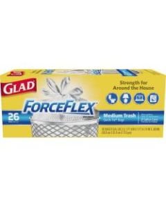 Glad ForceFlex 0.69-mil Quick-Tie Medium Trash Bags, 8 Gallons, 20in x 20-1/4in,White, Box Of 26
