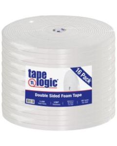 Tape Logic Double-Sided Foam Tape, 3in Core, 0.75in x 216ft, White, Case Of 16
