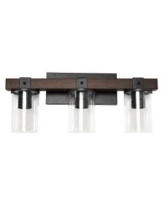 Elegant Designs Industrial Rustic 3-Light Bath Lamp, 9-1/2inW, Brown