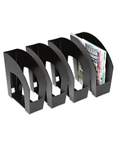 Office Depot Brand Arched Plastic Magazine Files, Pack Of 4, Black