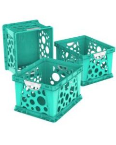 Storex File Crates With Handles, Medium Size, Classroom Teal, Pack Of 3