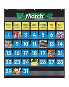 Scholastic Teacher Resources Pocket Chart, Monthly Calendar, 25in x 27 3/4in, Black, Kindergarten to Grade 5