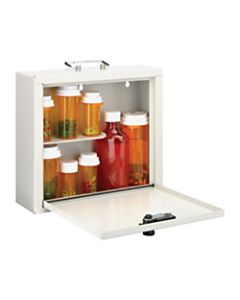 MMF Industries Med-Master Standard Steel Medication Case, 9 1/2inH x 3 3/4inW x 10 3/4inD, Platinum
