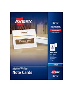 Avery Inkjet Note Cards, 4 1/4in x 5 1/2in, White, Pack Of 60