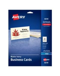 Avery Inkjet Microperforated Business Cards, 2in x 3 1/2in, Ivory, Pack Of 250