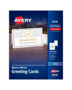 Avery Half-Fold Textured Greeting Cards, 5 1/2in x 8 1/2in, Matte White, Box Of 30