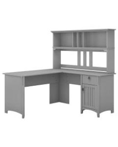 Bush Furniture Salinas 60inW L Shaped Desk with Hutch, Cape Cod Gray, Standard Delivery