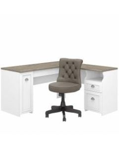 Bush Furniture Fairview 60inW L-Shaped Desk And Chair Set, Shiplap Gray/Pure White, Standard Delivery