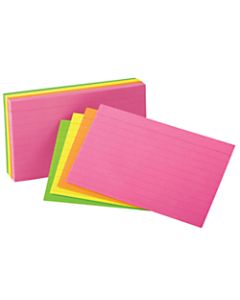 Oxford Glow Index Cards, Assorted Colors, 3in x 5in, Pack Of 300