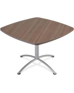 Iceberg iLand 29inH Square Hospitality Table - Square Top - Powder Coated Silver Base - 42in Table Top Length x 42in Table Top Width x 1.13in Table Top Thickness - 29in Height - Assembly Required - Laminated, Teak - Particleboard
