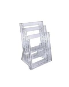Azar Displays Tiered Modular 3-Pocket Crystal Styrene Brochure Holders, 14 3/4inH x 9inW x 7inD, Clear, Pack Of 2