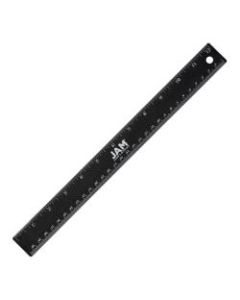 JAM Paper Non-Skid Stainless-Steel Ruler, 12in, Black