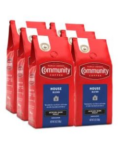 Community Coffee Arabica Ground Coffee, House Blend, 12 Oz Per Bag, Carton Of 6 Bags