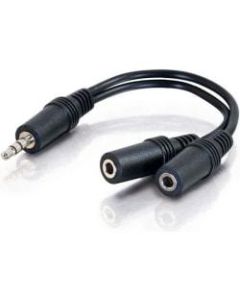 Comprehensive Stereo 3.5mm plug to Two Stereo Mini Jacks Audio Adapter Cable 6 inches - First End: 1 x Mini-phone Female Stereo Audio - Second End: 2 x RCA Male Stereo Audio - Splitter Cable - MFI - 22 AWG - Mist Black