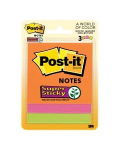 Post-it Super Sticky Notes, 3in x 3in, Rio de Janeiro, Pack Of 3 Pads