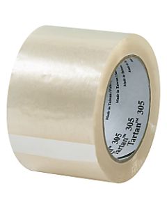 3M 305 Carton Sealing Tape, 3in x 110 Yd., Clear, Case Of 24