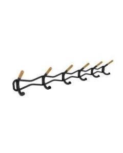 Safco Family Coat Wall Rack, 6 Hooks, 7 1/4inH x 42 1/2inW x 5 1/4inD, Charcoal