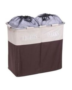Honey-Can-Do Dual Compartment Laundry Hamper, 25in, Brown/Taupe