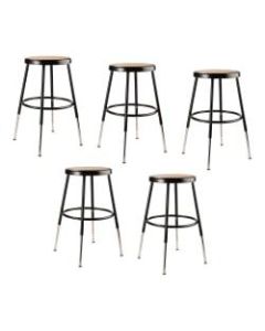 National Public Seating Adjustable Hardboard Stools, 19in- 27inH, Black, Set of 5