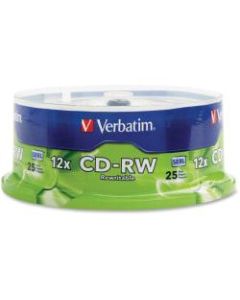 Verbatim CD-RW 700MB 4X-12X High Speed Discs With Branded Surface, Spindle Of 25