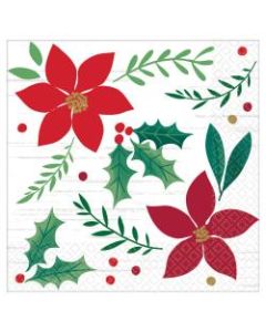 Amscan Christmas Wishes 2-Ply Beverage Napkins, 5in x 5in, Red, Pack Of 96 Napkins