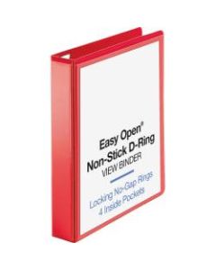 Business Source Red D-ring Binder - 1 1/2in Binder Capacity - Letter - 8 1/2in x 11in Sheet Size - D-Ring Fastener(s) - 4 Pocket(s) - Polypropylene - Red - Non-stick, Clear Overlay, Ink-transfer Resistant, Labeling Area - 1 Each