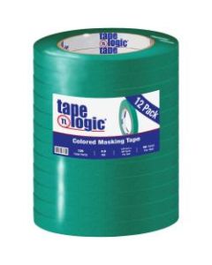 Tape Logic Color Masking Tape, 3in Core, 0.5in x 180ft, Dark Green, Case Of 12