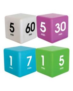 Datexx Time Cube Preset Timers, Blue/Green/Purple/White, Pre-K - College, Pack Of 4