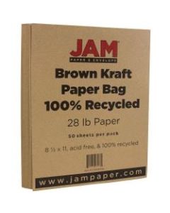 JAM Paper Printer Paper, Letter Size (8 1/2in x 11in), 28 Lb, Brown Kraft, Pack Of 50 Sheets