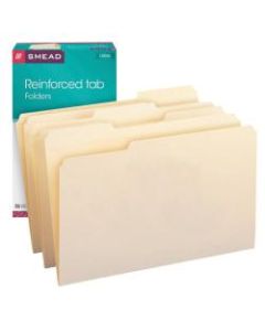 Smead Reinforced Tab File Folders, Legal Size, 1/3 Cut, Manila, Box Of 100
