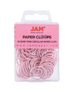JAM Paper Paper Clips, Papercloops, 1in, 25-Sheet Capacity, Baby Pink, Pack Of 50