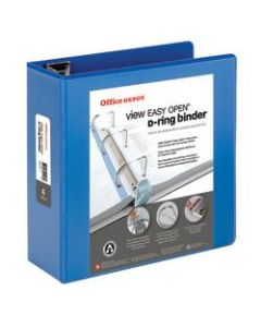 Office Depot Brand EasyOpen ClearVue Locking Slant-D Ring 3-Ring Binder, 4in D-Rings, Letter Size, Blue