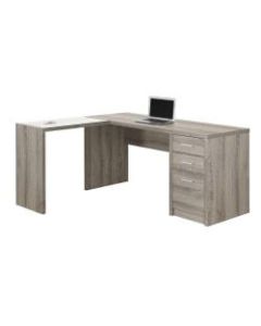 Monarch Specialties Corner Computer Desk With 3-Drawers, 60inW x 55inD, Dark Taupe