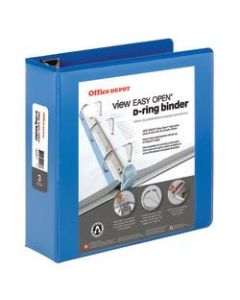 Office Depot Brand EasyOpen ClearVue Locking Slant-D Ring 3-Ring Binder, 3in D-Rings, Letter Size, Blue