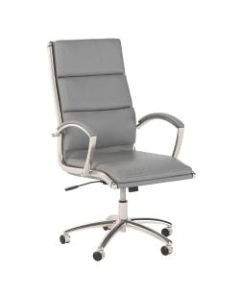Bush Business Furniture Modelo Bonded Leather High-Back Office Chair, Light Gray, Standard Delivery