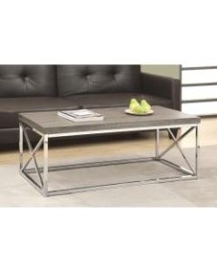 Monarch Specialties Hollow-Core Coffee Table, Rectangle, Dark Taupe/Chrome