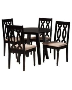Baxton Studio Heidi Dining Set, 29-15/16inH x 35-7/16inW x 35-7/16inD, Sand/Dark Brown