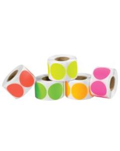 Tape Logic Inventory Fluorescent Circles Labels, DL1235, 1in, Assorted Fluorescent Colors, Case Of 5,000