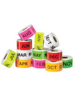Tape Logic Months Of The Year Labels, DL1238, 2in x 3in, Assorted Colors, 500 Labels Per Roll, Pack Of 12 Rolls